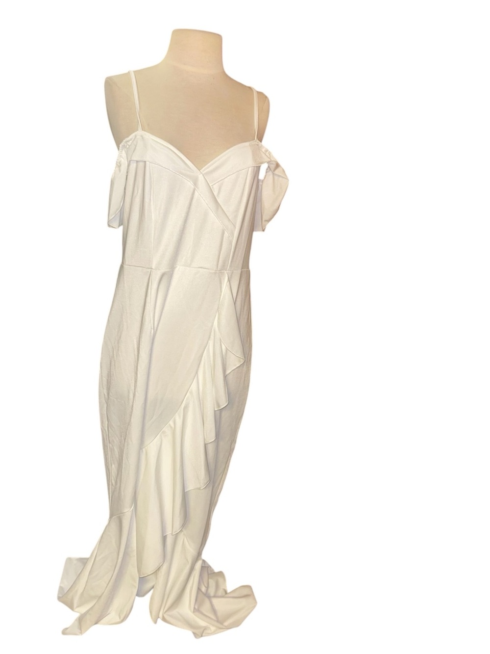 Shein White long ruffle off shoulder white dress size XL bridal beach cruise
